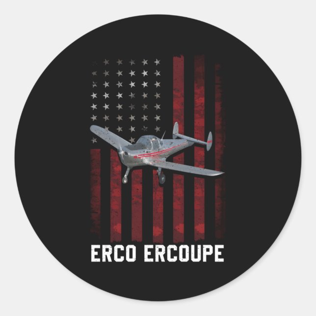 Erco Ercoupe Ercoupe Aeroplane Classic Round Sticker (Front)