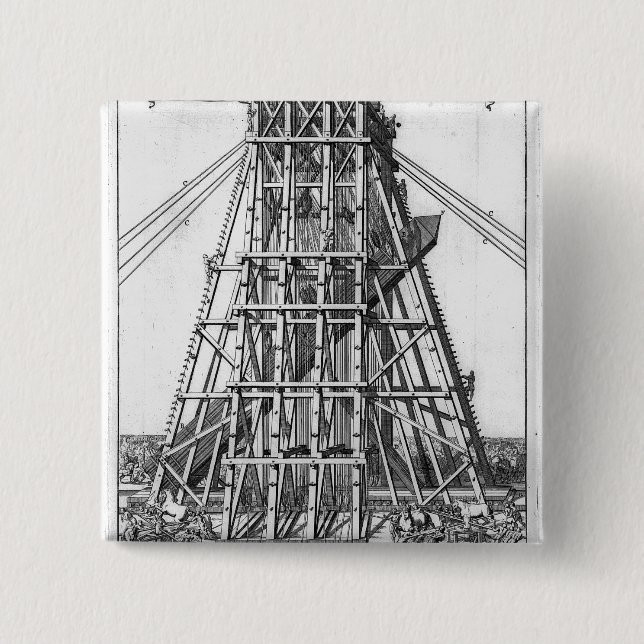 Erecting the Ancient Egyptian Obelisk 15 Cm Square Badge (Front)