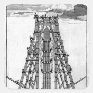 Erecting the Ancient Egyptian Obelisk Square Sticker