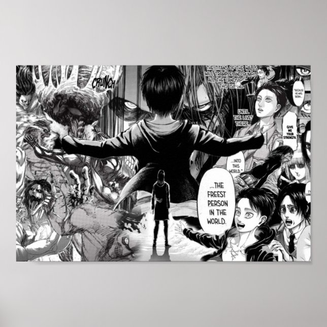 Eren Jaeger manga collage Poster (Front)