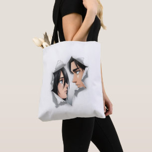 Eren & Mikasa AOT Aesthetic Ripped Paper Tote Bag