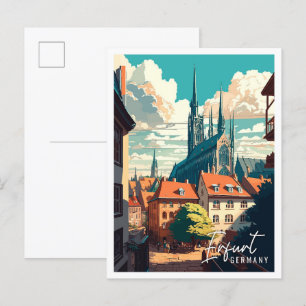 Erfurt Germany vintage travel illustration Postcard