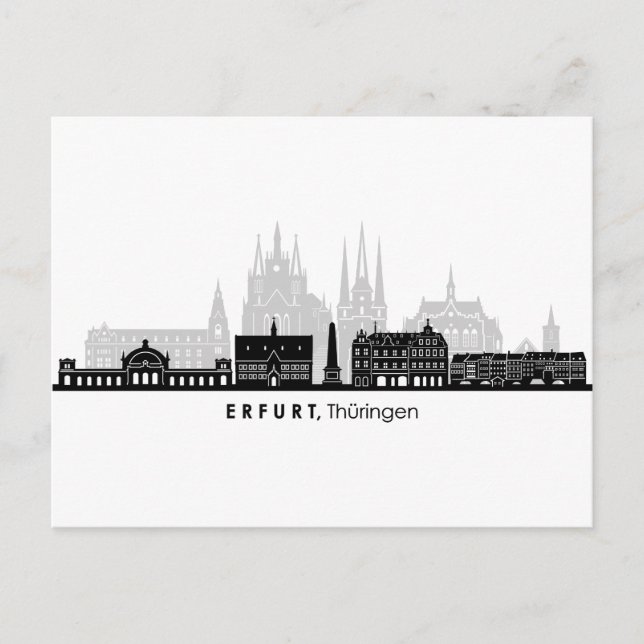 ERFURT Thuringia Germany City Skyline Silhouette Postcard (Front)