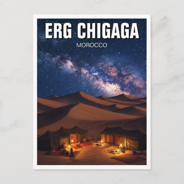 Erg Chigaga Morocco Travel Night Milky way Postcard (Front)