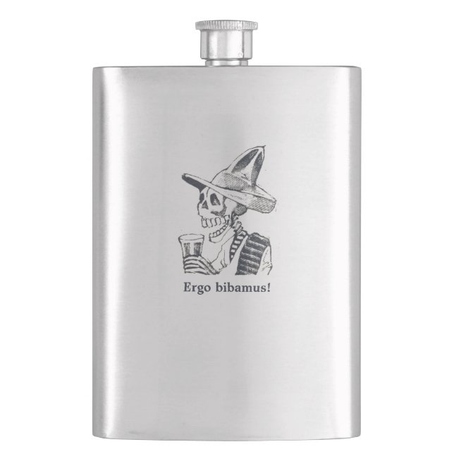 Ergo bibamus calavera flask (Front)