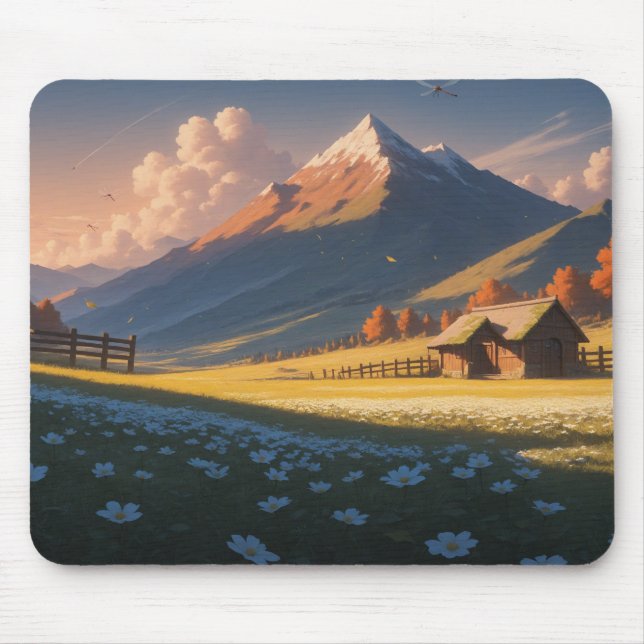 Ergonomic Mountain Landscape Mouse Pad with Wrist  (Front)