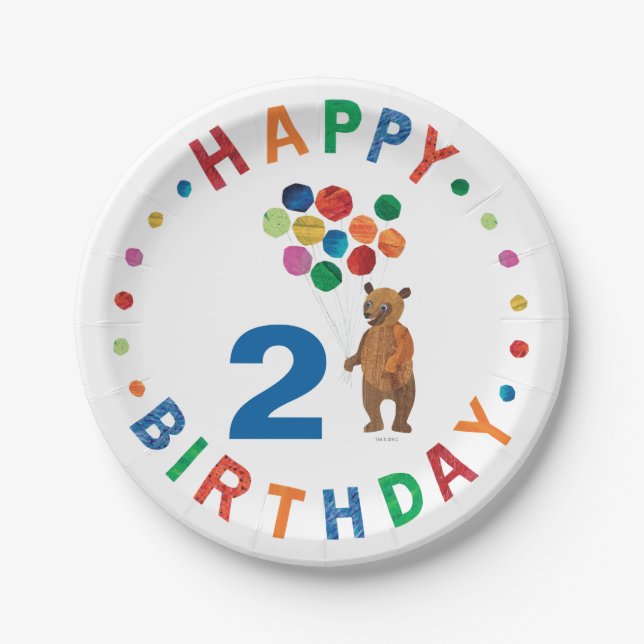 Eric Carle | Brown Bear - Beary Happy Birthday Paper Plate (Front)