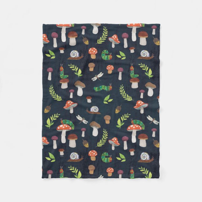 Eric Carle | Bugs and Mushrooms Pattern Fleece Blanket (Front)