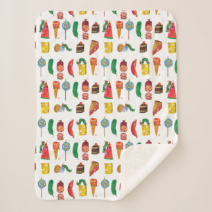 Eric Carle Caterpillar and Food Pattern Sherpa Blanket