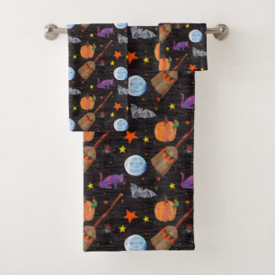 Eric Carle   Caterpillar Black Halloween Pattern Bath Towel Set