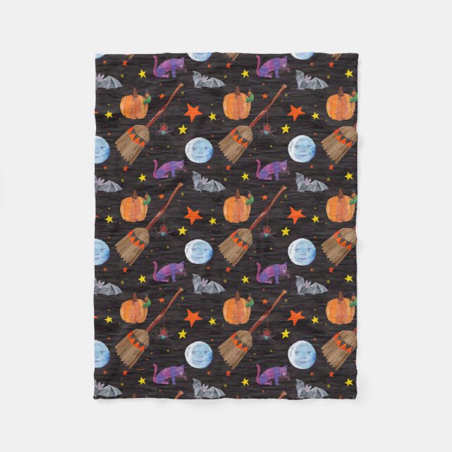 Eric Carle | Caterpillar Black Halloween Pattern Fleece Blanket (Front)