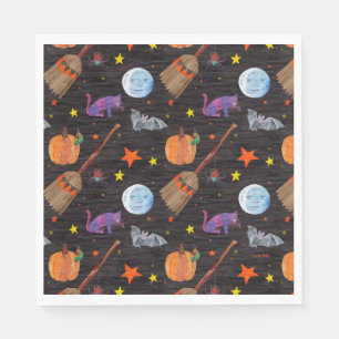 Eric Carle Caterpillar Black Halloween Pattern Napkin