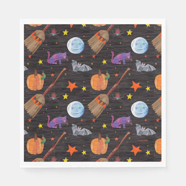 Eric Carle | Caterpillar Black Halloween Pattern Napkin (Front)