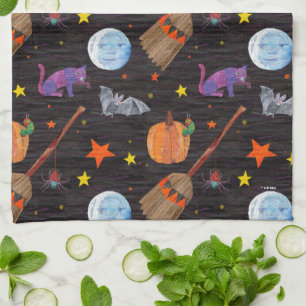 Eric Carle   Caterpillar Black Halloween Pattern Tea Towel