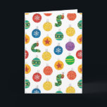 Eric Carle | Caterpillar Christmas Pattern Card<br><div class="desc">The Caterpillar Christmas Pattern design by Eric Carle brings holiday cheer with a whimsical touch of storybook magic. Featuring the beloved Very Hungry Caterpillar adorned with festive Santa hats, surrounded by holly, berries, and Christmas ornaments, this pattern is rendered in Carle’s signature hand-painted collage style. The vibrant reds, greens, and...</div>