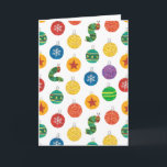 Eric Carle | Caterpillar Christmas Pattern Card<br><div class="desc">The Caterpillar Christmas Pattern design by Eric Carle brings holiday cheer with a whimsical touch of storybook magic. Featuring the beloved Very Hungry Caterpillar adorned with festive Santa hats, surrounded by holly, berries, and Christmas ornaments, this pattern is rendered in Carle’s signature hand-painted collage style. The vibrant reds, greens, and...</div>