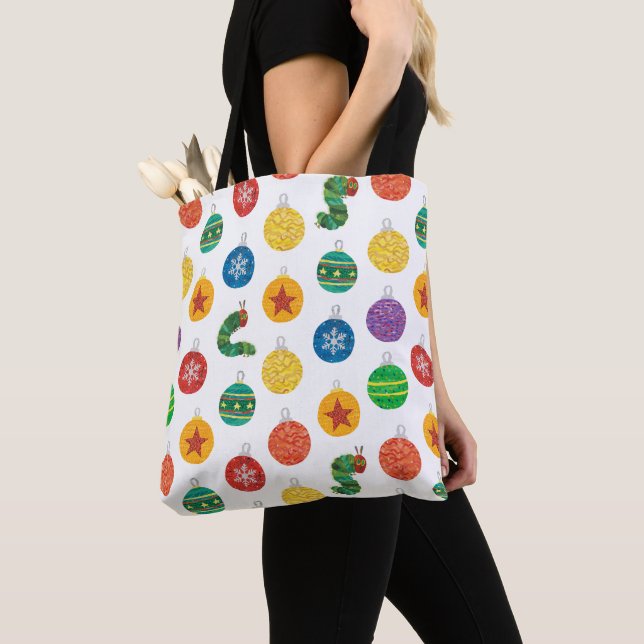 Eric Carle | Caterpillar Christmas Pattern Tote Bag (Close Up)