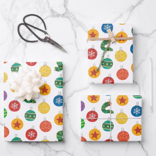 Eric Carle | Caterpillar Christmas Pattern Wrapping Paper Sheet (Front)