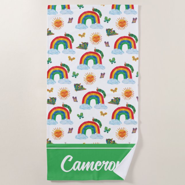 Eric Carle | Caterpillar to Rainbow Butterfly Beach Towel (Front)