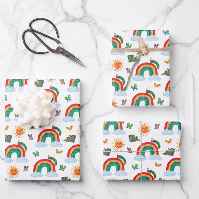 Eric Carle | Caterpillar to Rainbow Butterfly Wrapping Paper Sheet (Front)
