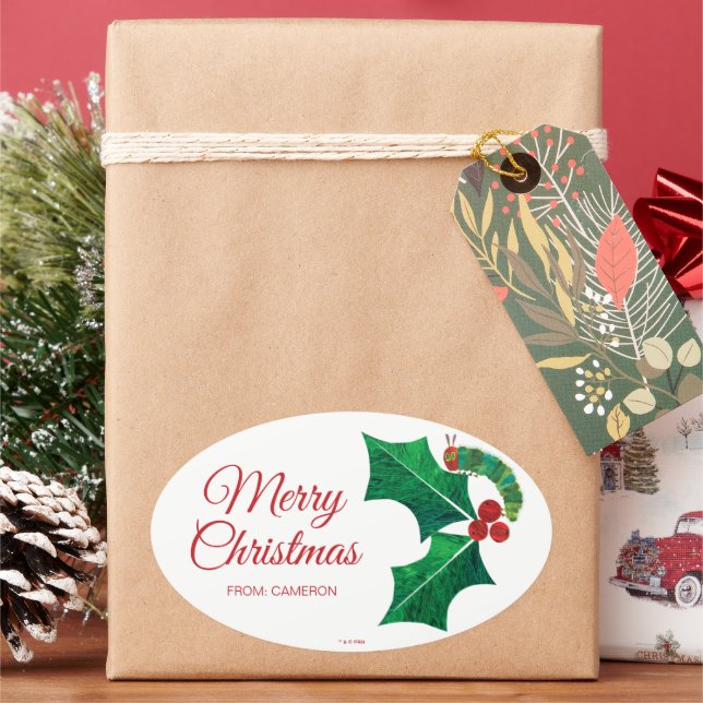 Eric Carle Christmas Caterpillar Oval Sticker (Holiday)