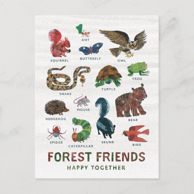Eric Carle | Forest Friends Happy Together Postcard (Front)
