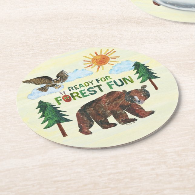Eric Carle | Ready for Forest Fun Round Paper Coaster (Angled)