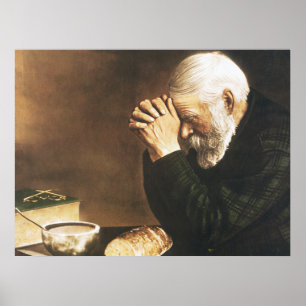 Eric Enstrom Grace Man Praying Over Bread Print