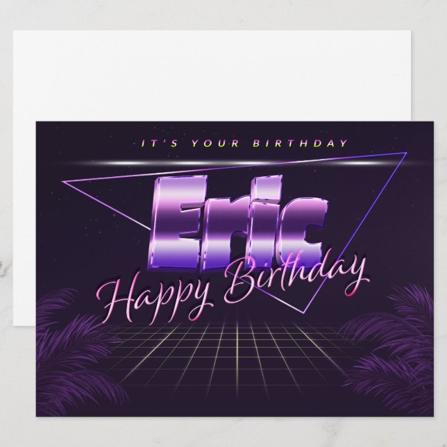 Eric Name First name lila retro card Birthday (Front/Back)