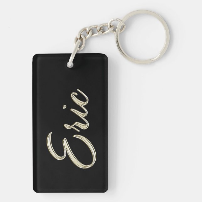 Eric Name whitegold key trailer Key Ring (Back)
