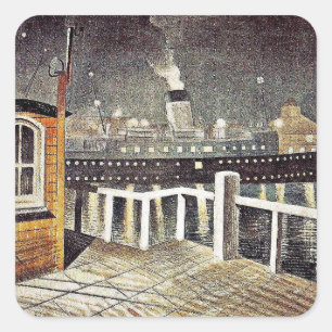 Eric Ravilious art, S.S. Brighton Leaving Newhaven Square Sticker