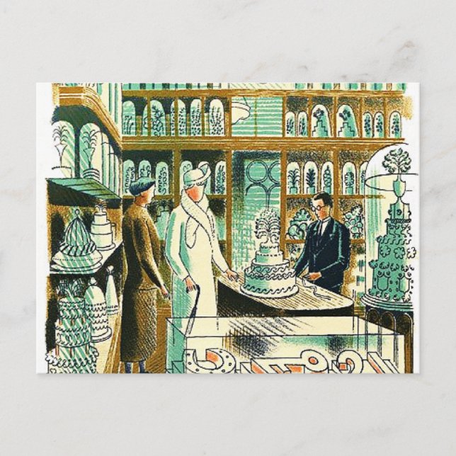 Eric Ravilious art, The Wedding Shop Postcard (Front)