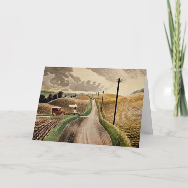 Eric Ravilious art, Wiltshire Landscape Card (Front)