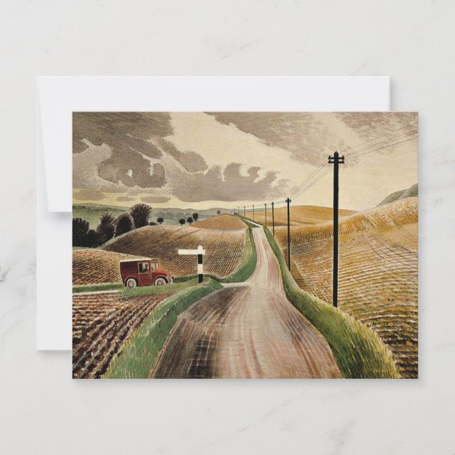 Eric Ravilious art, Wiltshire Landscape  Card (Front)