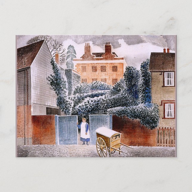 Eric Ravilious artwork, Castle Hedingham, Essex Postcard (Front)