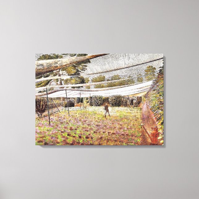 Eric Ravilious artwork, Strawberry Nets Canvas Print (Front)