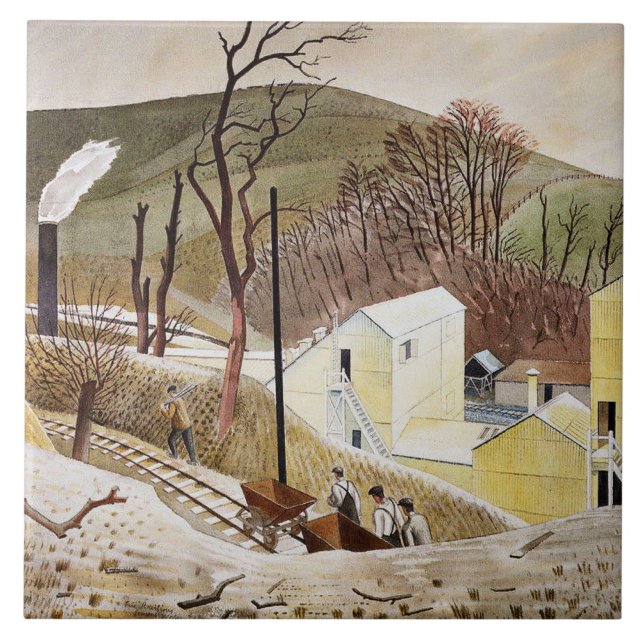 Eric Ravilious - Cement Works No. 2 Tile (Front)