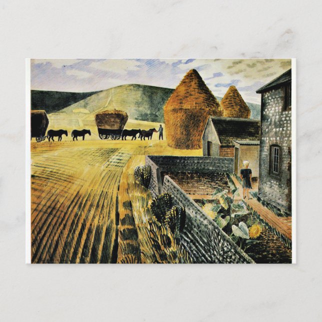 Eric Ravilious - Furlongs, famous painting Postcard (Front)