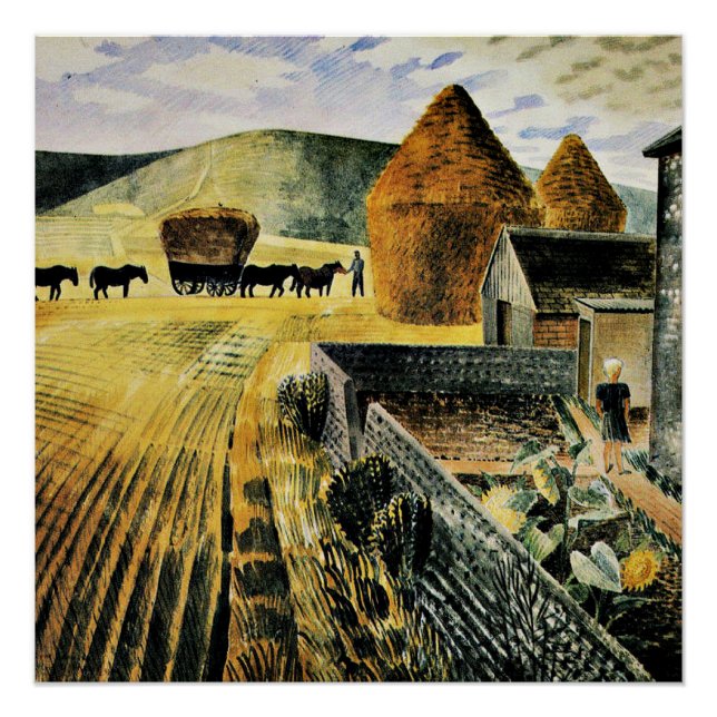 Eric Ravilious - Furlongs, famous painting, Poster (Front)