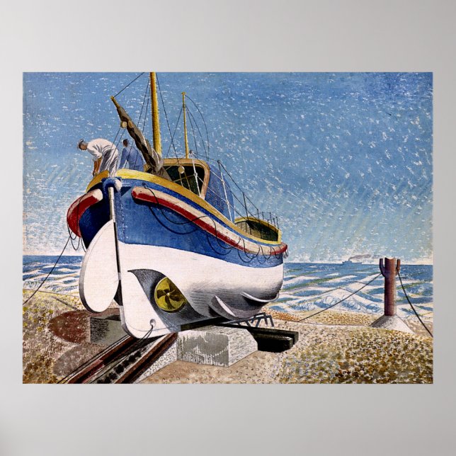 Eric Ravilious - Lifeboat at Adelburgh, fine art Poster (Front)