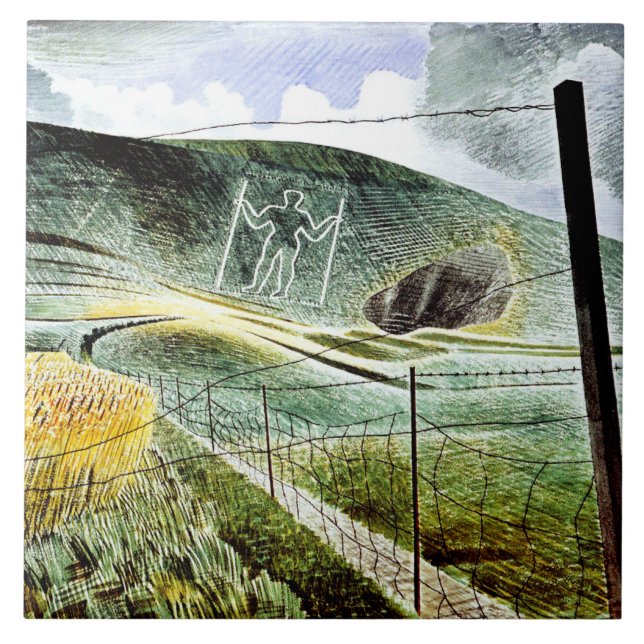 Eric Ravilious - The Wilmington Giant, fine art Tile (Front)