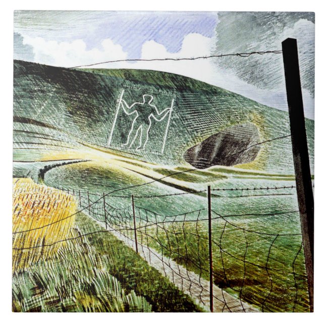 Eric Ravilious - The Wilmington Giant, Tile (Front)