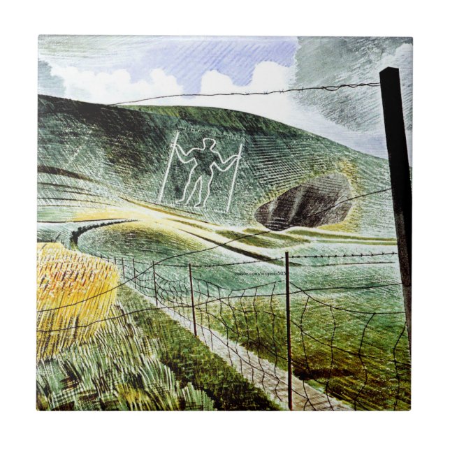 Eric Ravilious - The Wilmington Giant,  Tile (Front)
