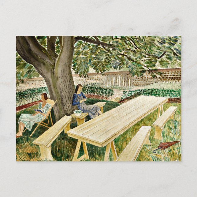 Eric Ravilious - Two Women in a Garden, fine art Postcard (Front)