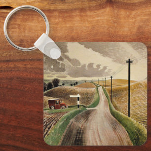 Eric Ravilious--Wiltshire Landscape, Key Ring