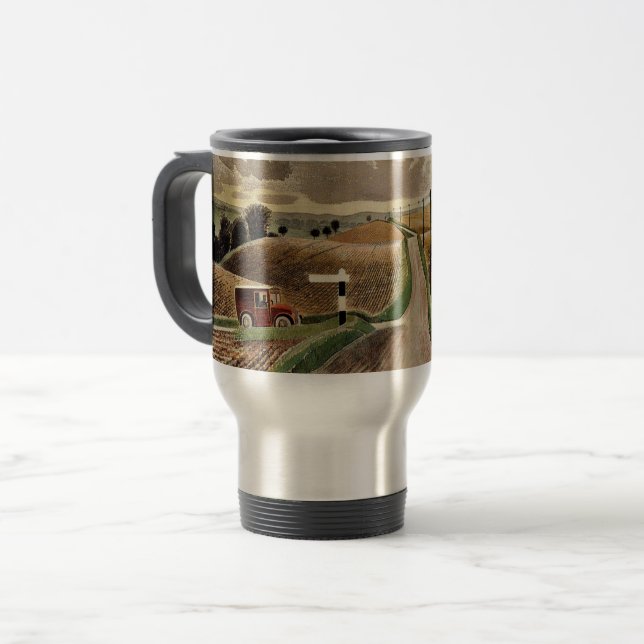 Eric Ravilious--Wiltshire Landscape,  Travel Mug (Front Left)