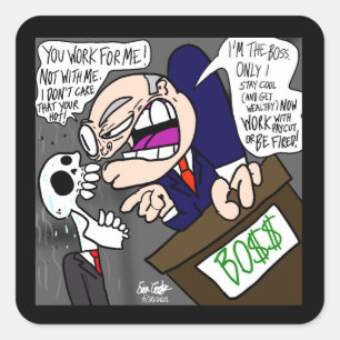 Erica Crooks Comics: Summer Job & Bad Boss Square Sticker
