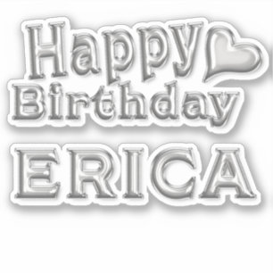 Erica Happy Birthday silver Sticker