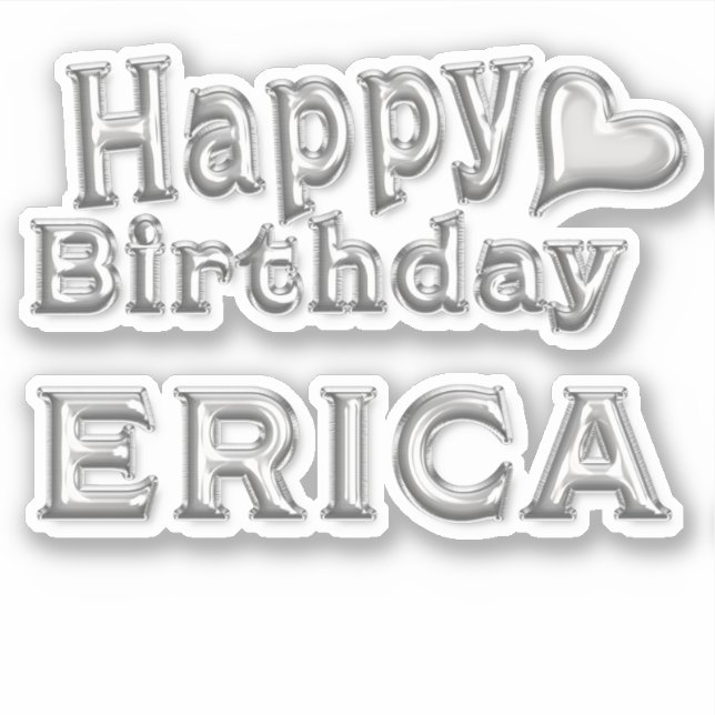 Erica Happy Birthday silver Sticker (Front)