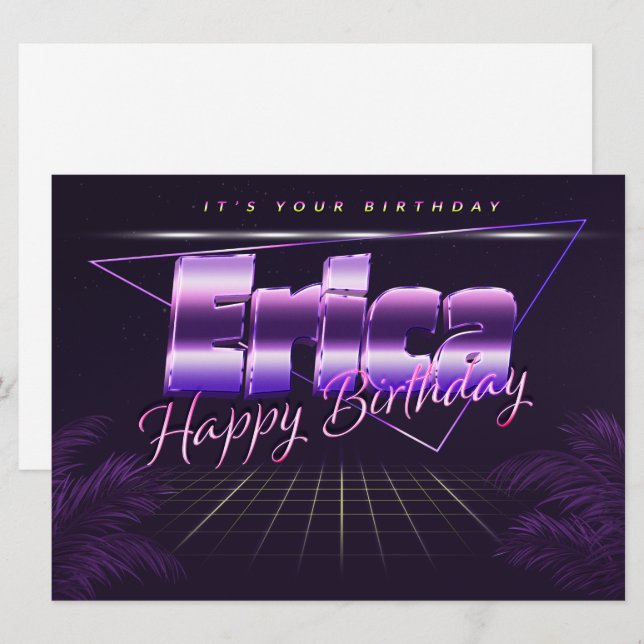 Erica Name First Name pura retro card Birthday (Front/Back)